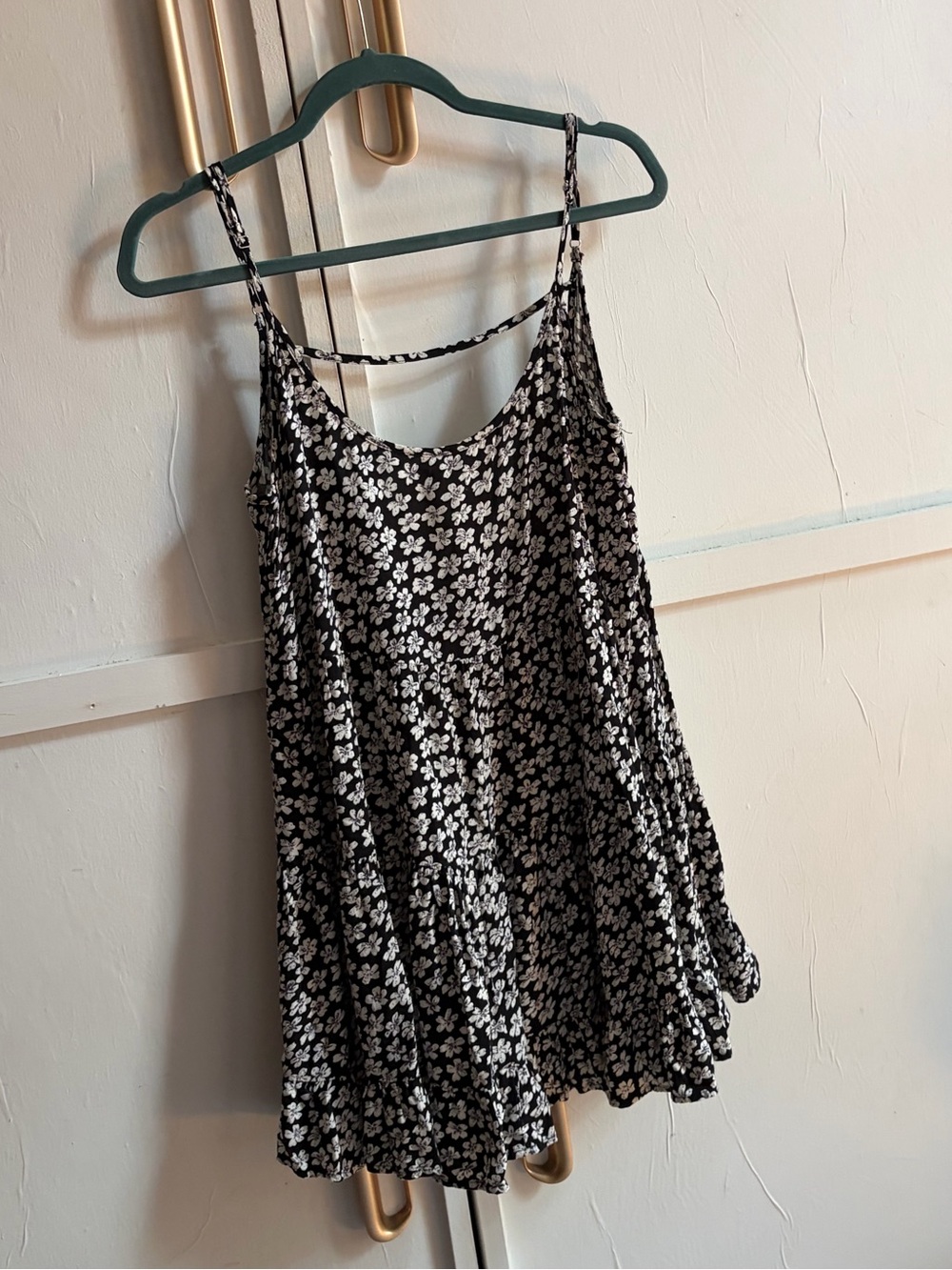 Brandy Melville Black Floral Spaghetti Strap Cami